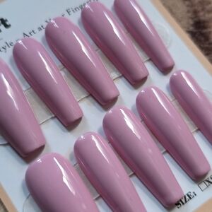 88. Glossy Pink Press-On Nails - Coffin Shape